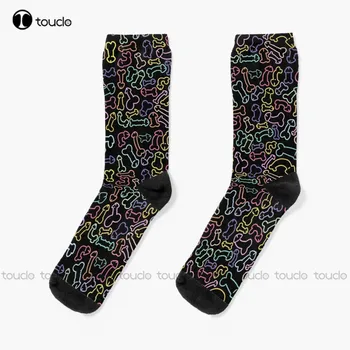 Нова Маска с пастельным модел на пениса, Черни чорапи, Високи чорапи, Дамски персонализирани чорапи за възрастни Унисекс по поръчка, Популярни подаръци