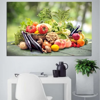 Стенен плакат на тема кухня и щампи на плодове и зеленчуци, художествени картини върху платно, стенни художествени картини, декорации