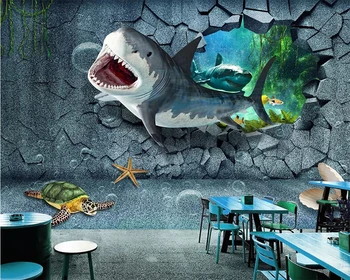 Тапети Beibehang на поръчка; подводен свят; стена с акули; 3D фон за телевизор; стена за хол; рисувани стенни спални, 3D тапети за декорация