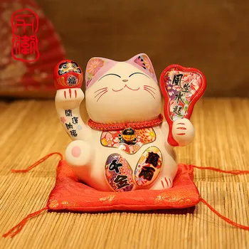 Творчески 5-инчов бижута лъки котка с начален подарък керамична касичка в японски стил мини украса за дома
